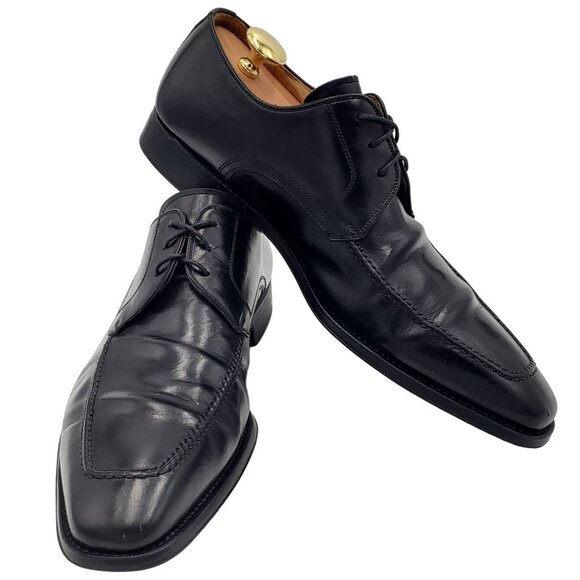 Magnanni Spain Men's size 10M Black Leather Dress Shoes Square-toe Derby Oxfords - Picture 2 of 12